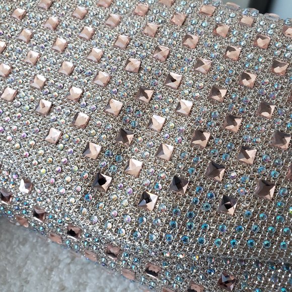 D'margeaux New York Evening Clutch - Champagne/Sparkling Pink Rhinestones - Picture 2 of 12